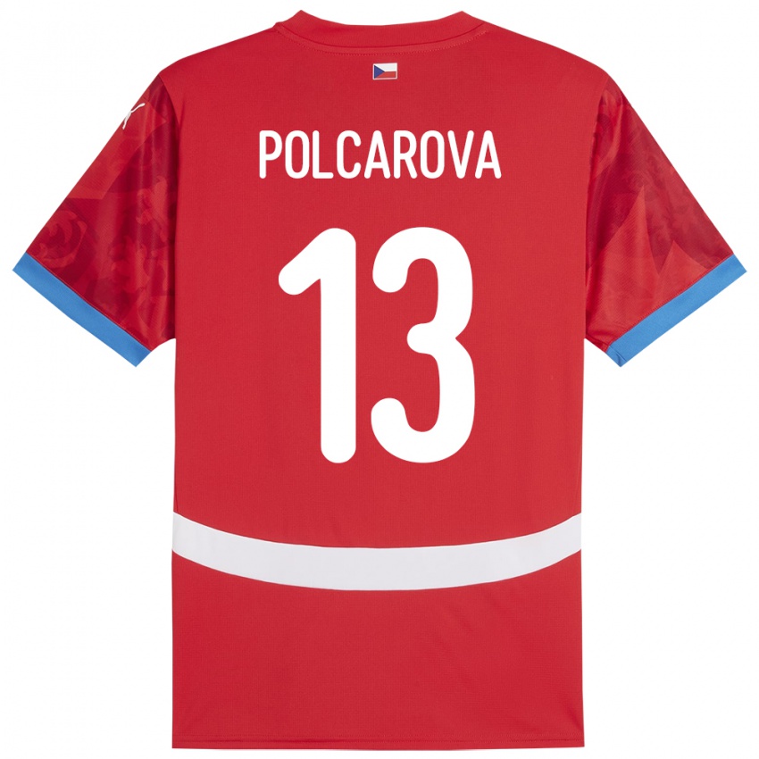 Damen Tschechien Barbora Polcarová #13 Rot Heimtrikot Trikot 24-26 T-Shirt Belgien