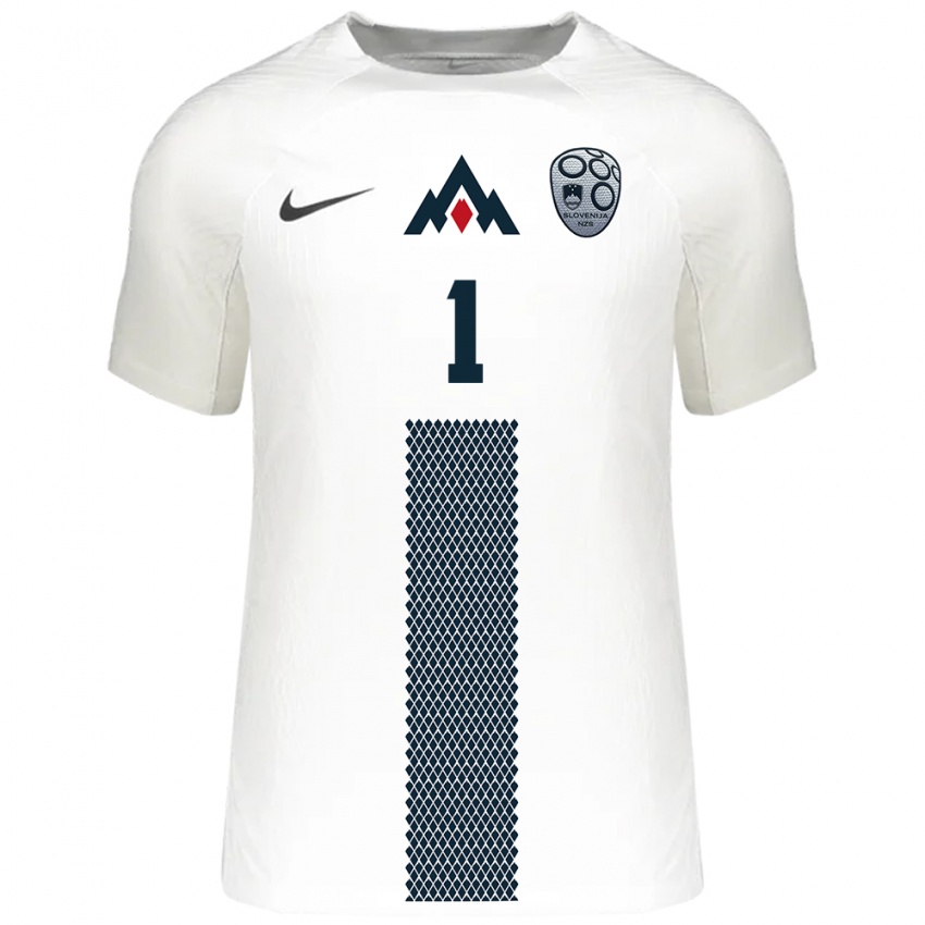 Femme Maillot Slovénie Zala Meršnik #1 Blanc Tenues Domicile 24-26 T-Shirt Belgique