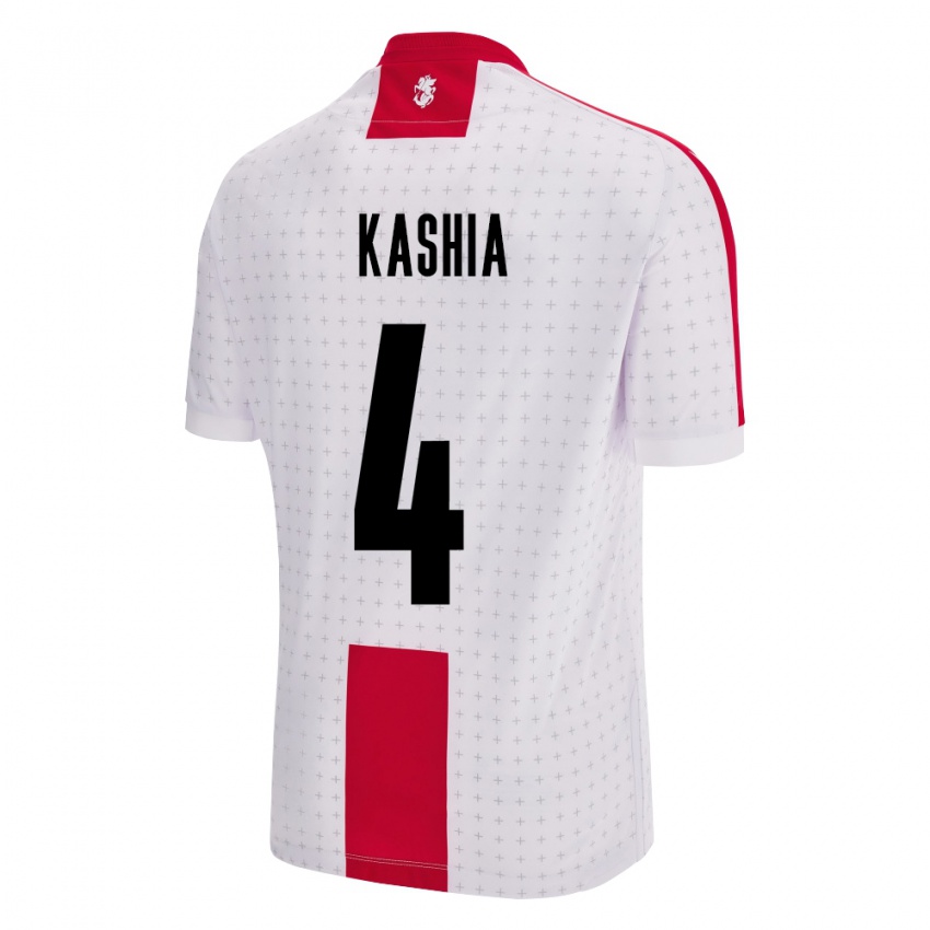 Femme Maillot Géorgie Guram Kashia #4 Blanc Tenues Domicile 24-26 T-Shirt Belgique