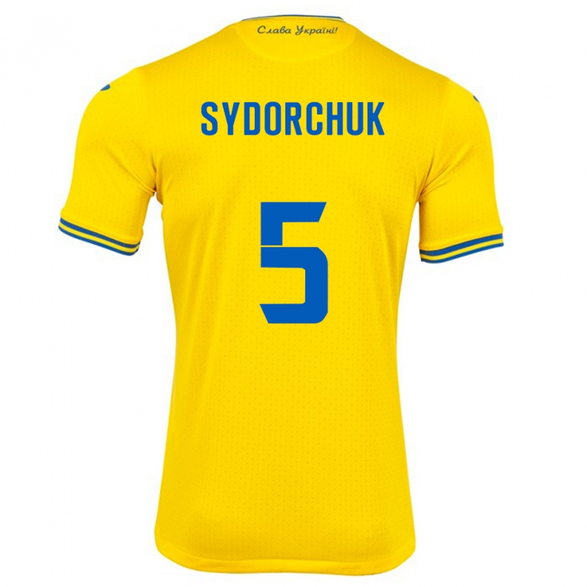 Damen Ukraine Sergiy Sydorchuk #5 Gelb Heimtrikot Trikot 24-26 T-Shirt Belgien