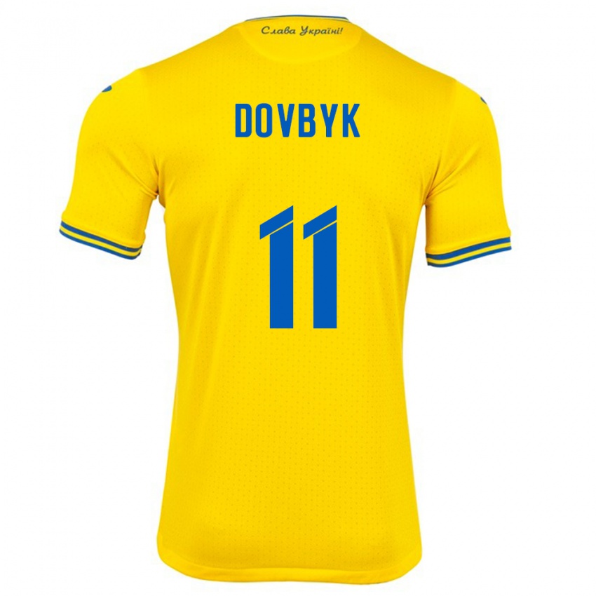 Damen Ukraine Artem Dovbyk #11 Gelb Heimtrikot Trikot 24-26 T-Shirt Belgien