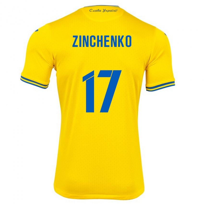 Damen Ukraine Oleksandr Zinchenko #17 Gelb Heimtrikot Trikot 24-26 T-Shirt Belgien