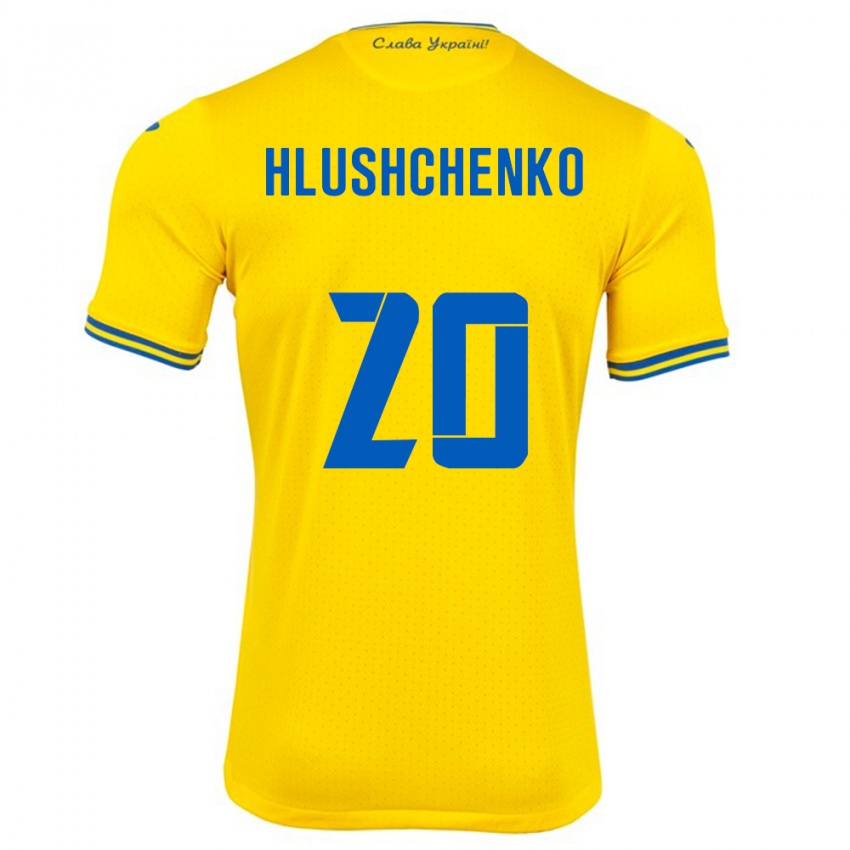 Dames Oekraïne Inna Hlushchenko #20 Geel Thuisshirt Thuistenue 24-26 T-Shirt België