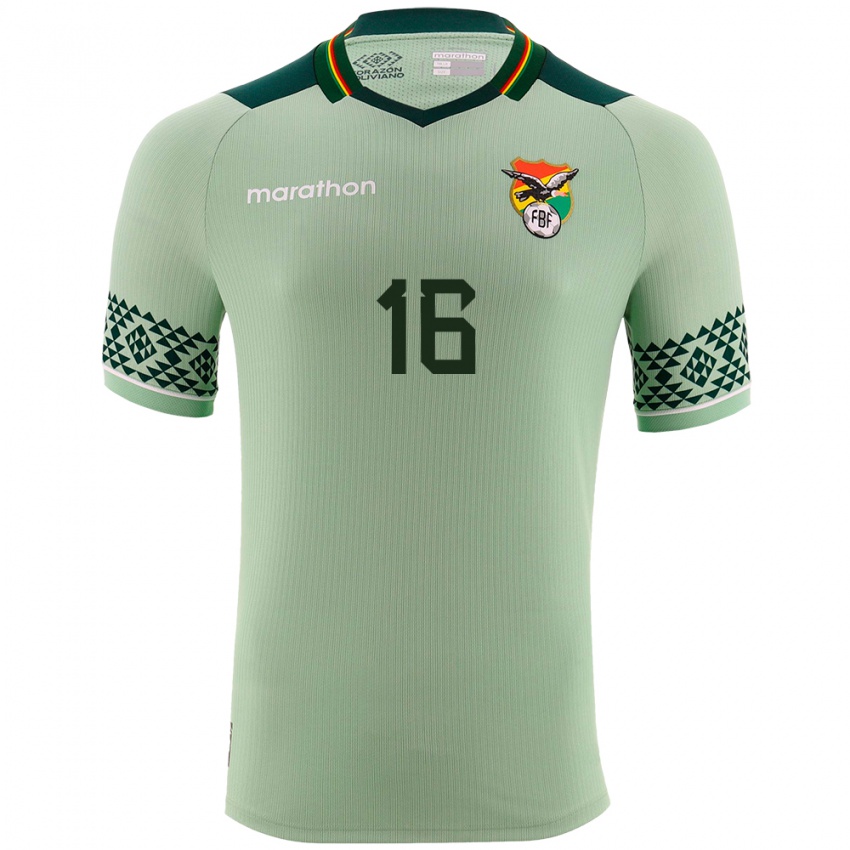 Femme Maillot Bolivie Juan Magallanes #16 Vert Clair Tenues Domicile 24-26 T-Shirt Belgique