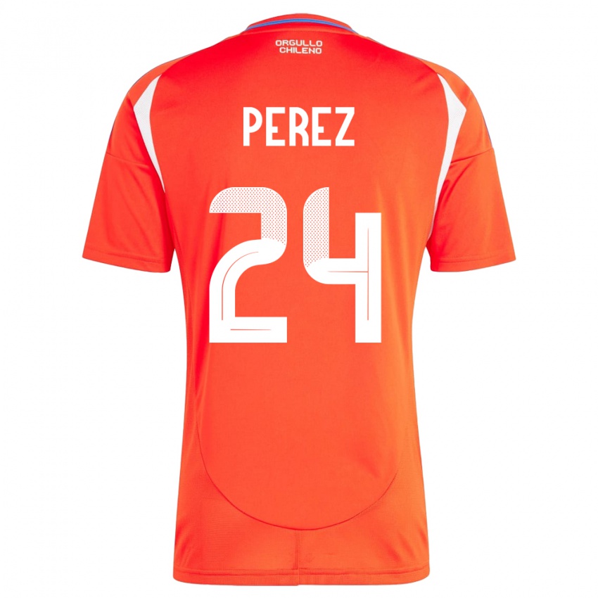 Damen Chile César Pérez #24 Rot Heimtrikot Trikot 24-26 T-Shirt Belgien