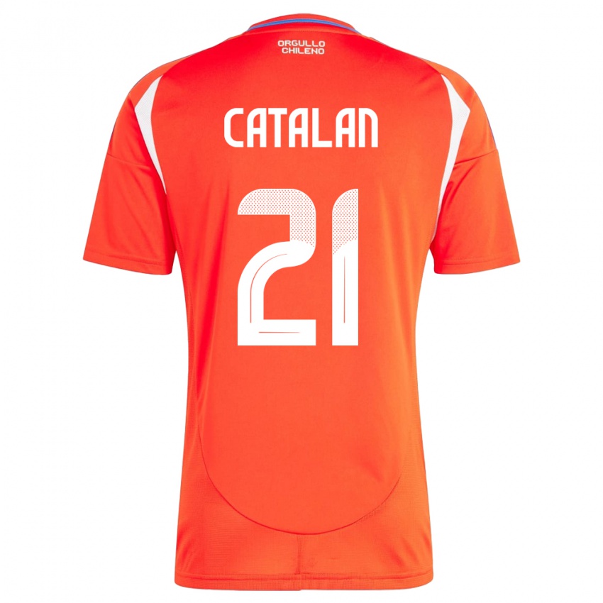 Damen Chile Matías Catalán #21 Rot Heimtrikot Trikot 24-26 T-Shirt Belgien