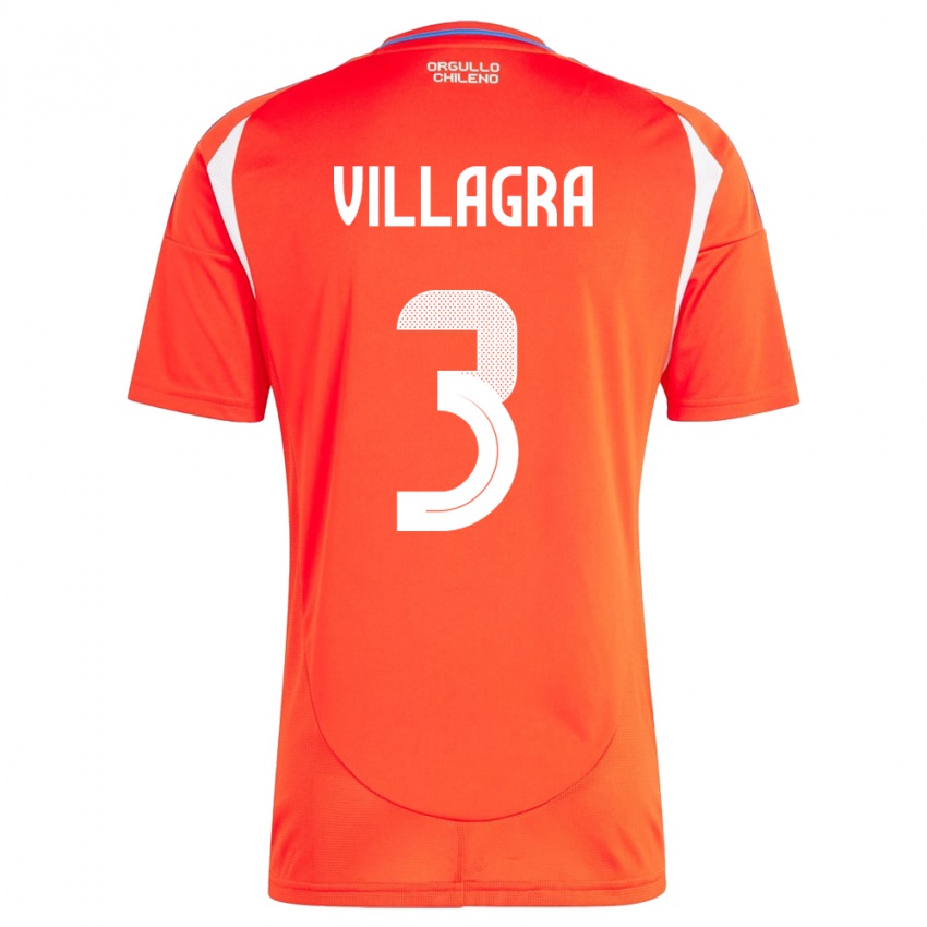 Dames Chili Jonathan Villagra #3 Rood Thuisshirt Thuistenue 24-26 T-Shirt België