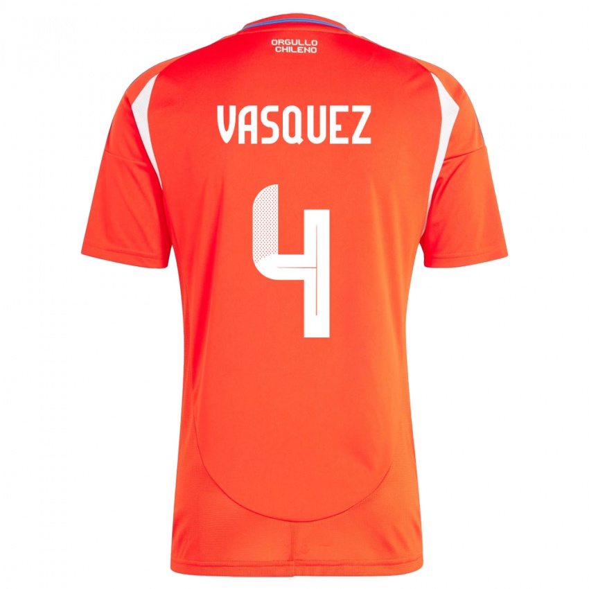 Damen Chile Matías Vásquez #4 Rot Heimtrikot Trikot 24-26 T-Shirt Belgien