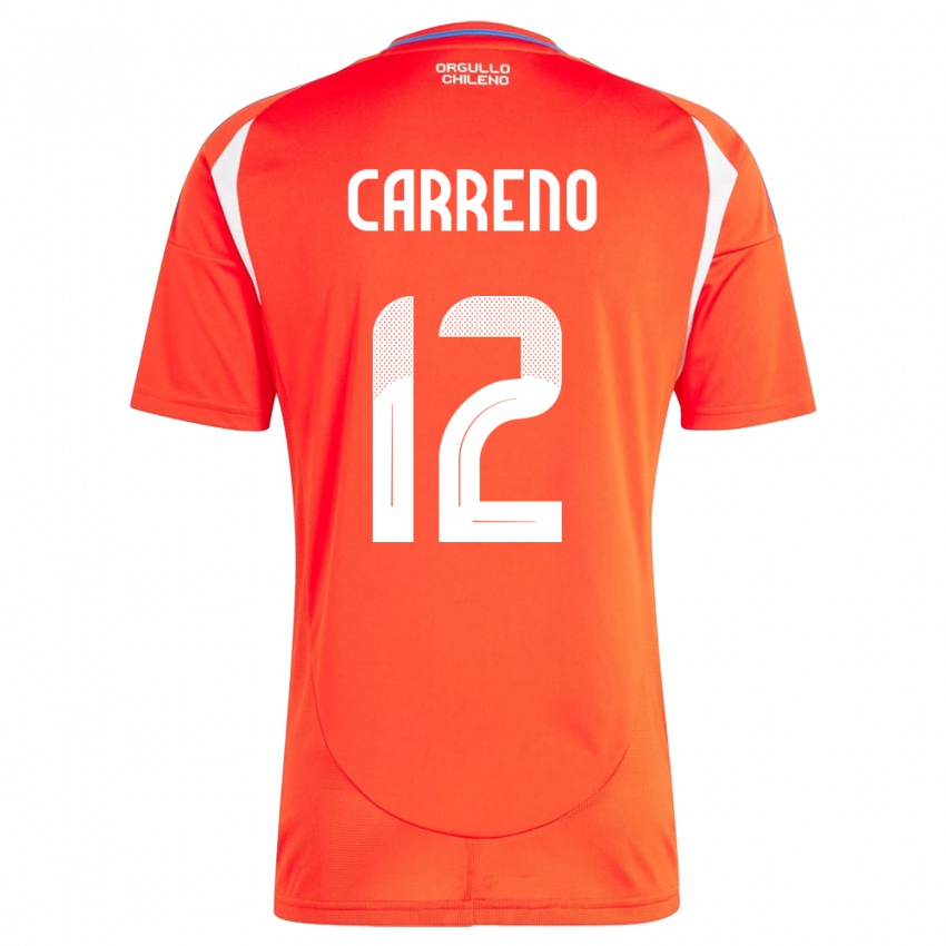 Damen Chile Diego Carreño #12 Rot Heimtrikot Trikot 24-26 T-Shirt Belgien