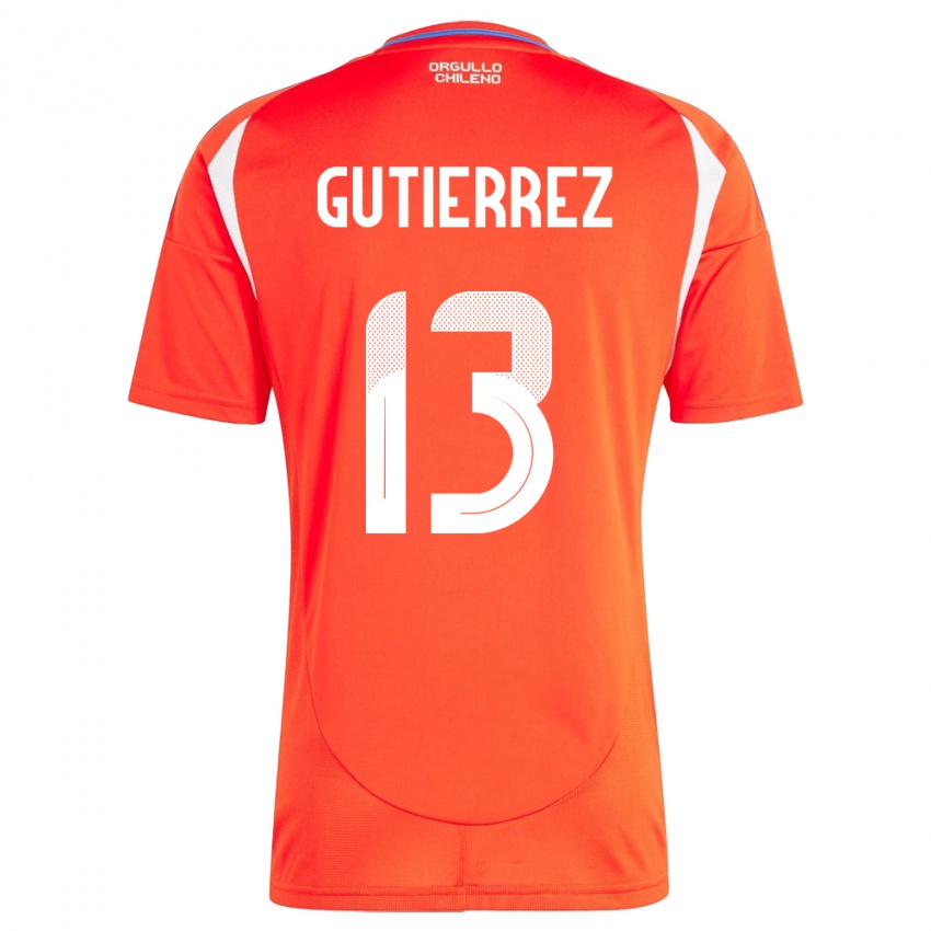 Damen Chile Daniel Gutiérrez #13 Rot Heimtrikot Trikot 24-26 T-Shirt Belgien