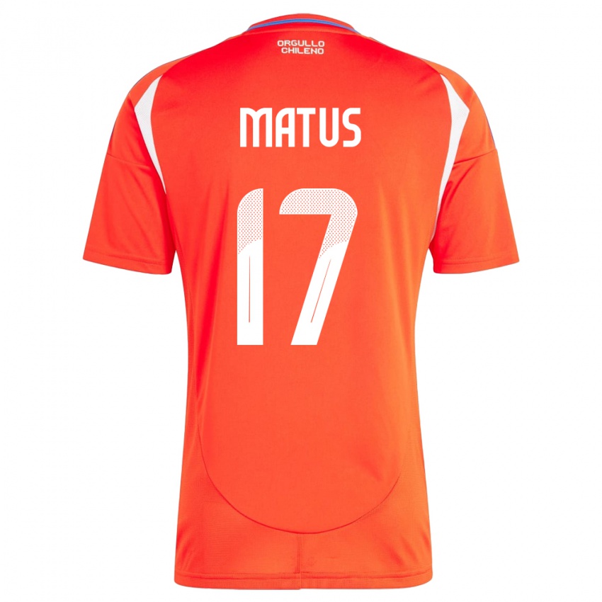 Damen Chile Esteban Matus #17 Rot Heimtrikot Trikot 24-26 T-Shirt Belgien