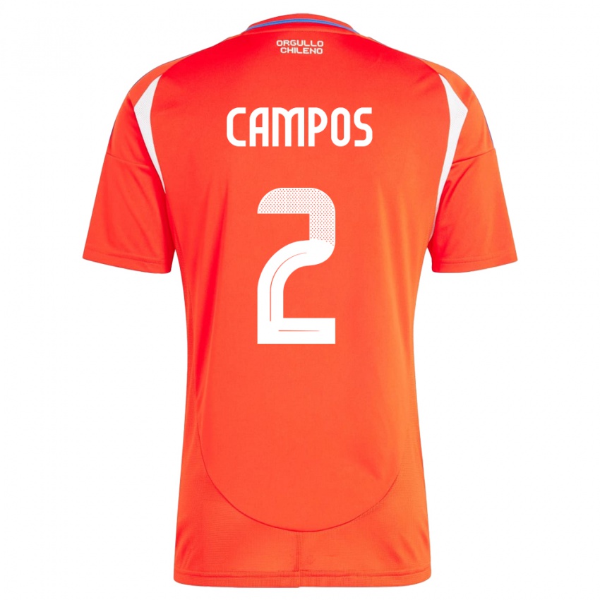 Damen Chile Víctor Campos #2 Rot Heimtrikot Trikot 24-26 T-Shirt Belgien