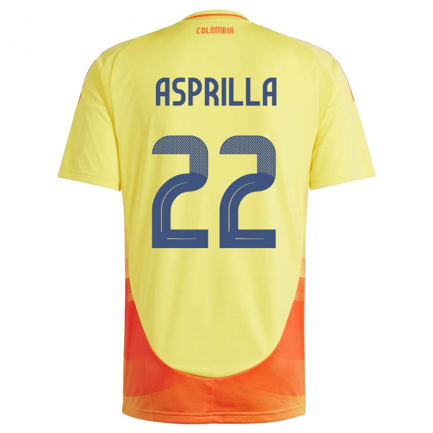 Dames Colombia Yáser Asprilla #22 Geel Thuisshirt Thuistenue 24-26 T-Shirt België