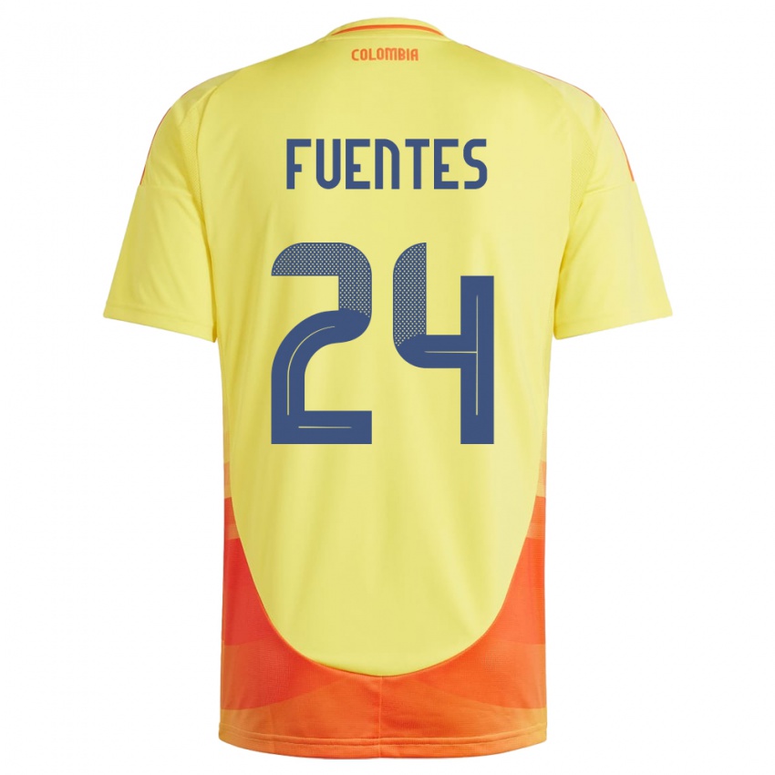 Damen Kolumbien Gabriel Fuentes #24 Gelb Heimtrikot Trikot 24-26 T-Shirt Belgien