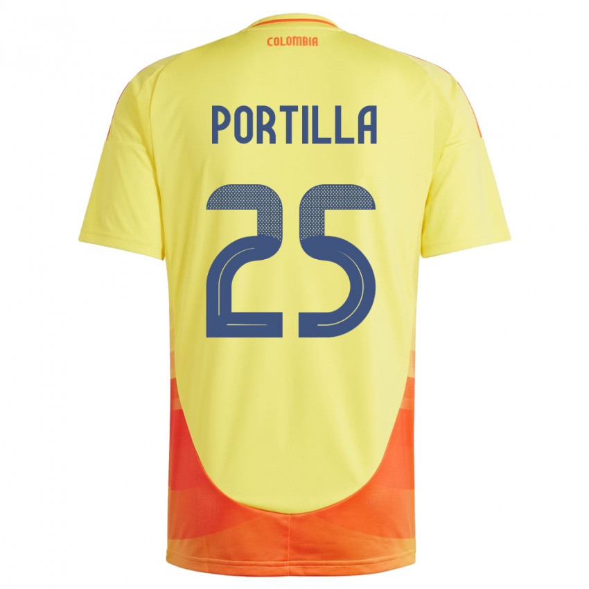 Dames Colombia Juan Portilla #25 Geel Thuisshirt Thuistenue 24-26 T-Shirt België