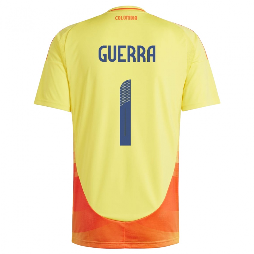 Dames Colombia Sebastián Guerra #1 Geel Thuisshirt Thuistenue 24-26 T-Shirt België