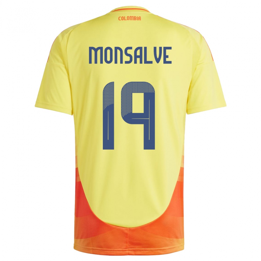 Femme Maillot Colombie Miguel Monsalve #19 Jaune Tenues Domicile 24-26 T-Shirt Belgique