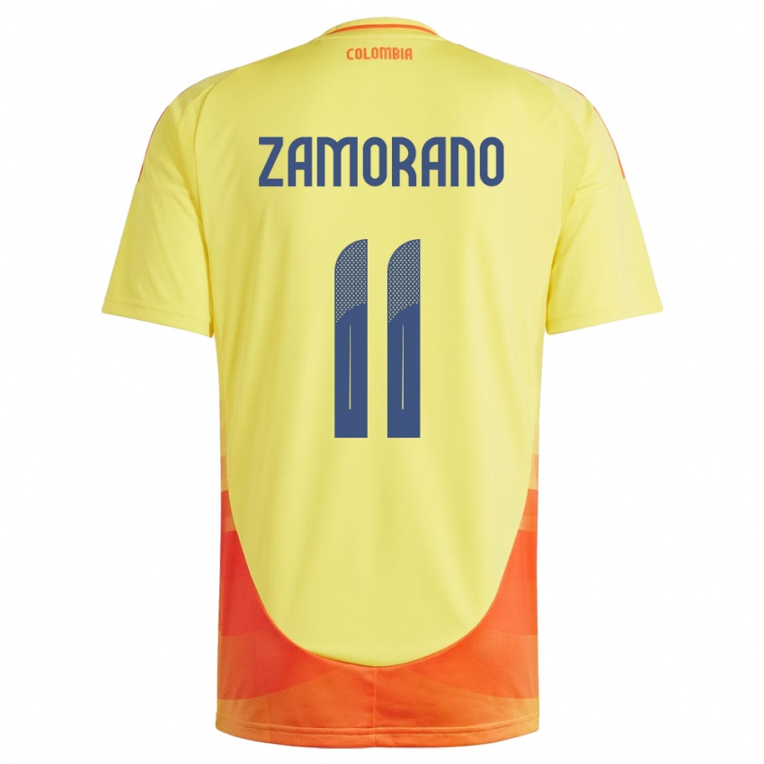 Dames Colombia Mariana Zamorano #11 Geel Thuisshirt Thuistenue 24-26 T-Shirt België