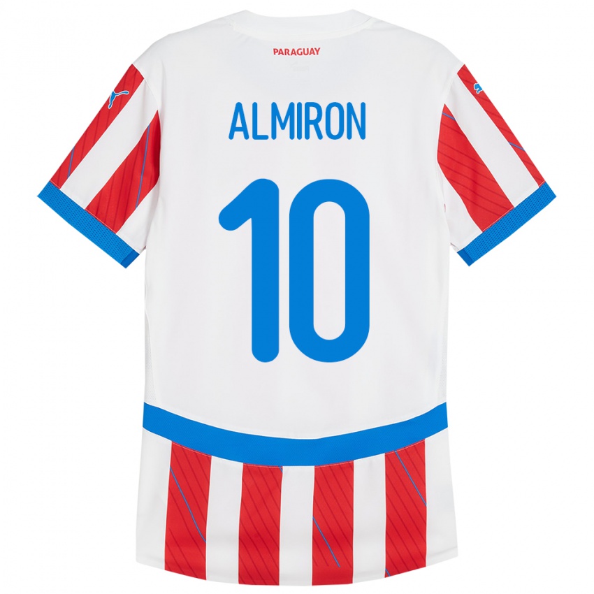 Damen Paraguay Miguel Almirón #10 Weiß Rot Heimtrikot Trikot 24-26 T-Shirt Belgien