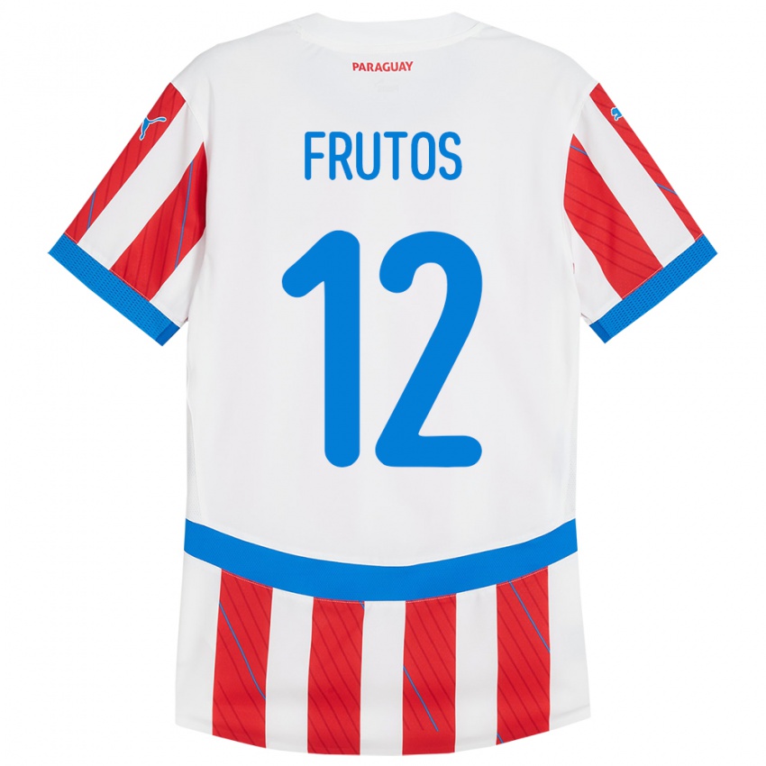 Dames Paraguay Rodrigo Frutos #12 Wit Rood Thuisshirt Thuistenue 24-26 T-Shirt België