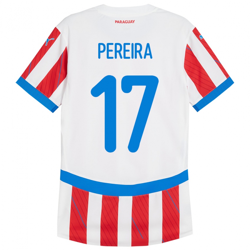 Dames Paraguay Kevin Pereira #17 Wit Rood Thuisshirt Thuistenue 24-26 T-Shirt België
