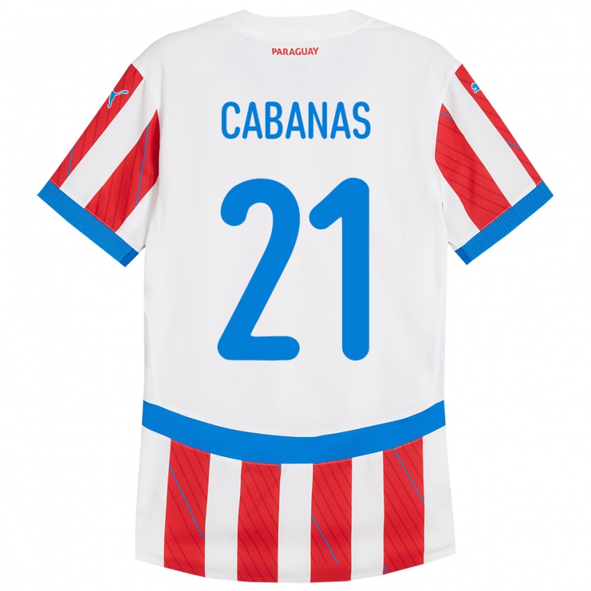 Dames Paraguay Víctor Cabañas #21 Wit Rood Thuisshirt Thuistenue 24-26 T-Shirt België