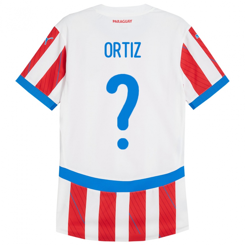 Dames Paraguay Rolando Ortíz #0 Wit Rood Thuisshirt Thuistenue 24-26 T-Shirt België