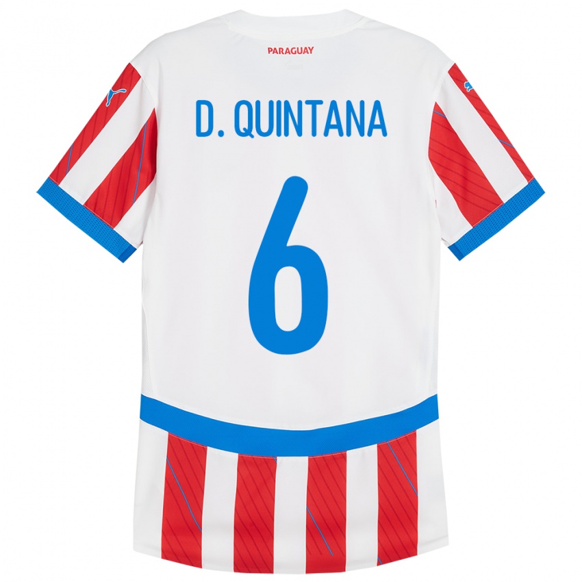 Dames Paraguay Dulce Quintana #6 Wit Rood Thuisshirt Thuistenue 24-26 T-Shirt België
