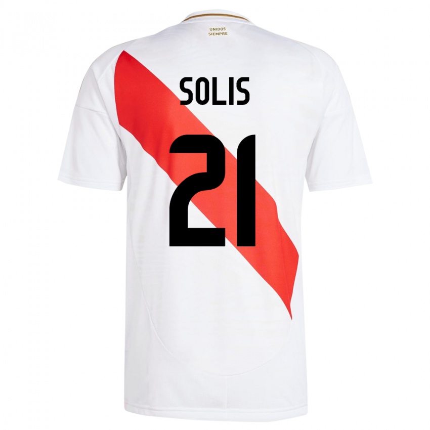 Damen Peru Renato Solís #21 Weiß Heimtrikot Trikot 24-26 T-Shirt Belgien