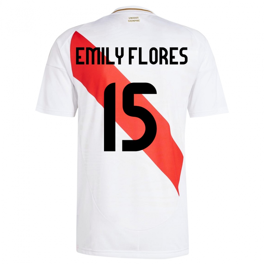 Damen Peru Emily Flores #15 Weiß Heimtrikot Trikot 24-26 T-Shirt Belgien