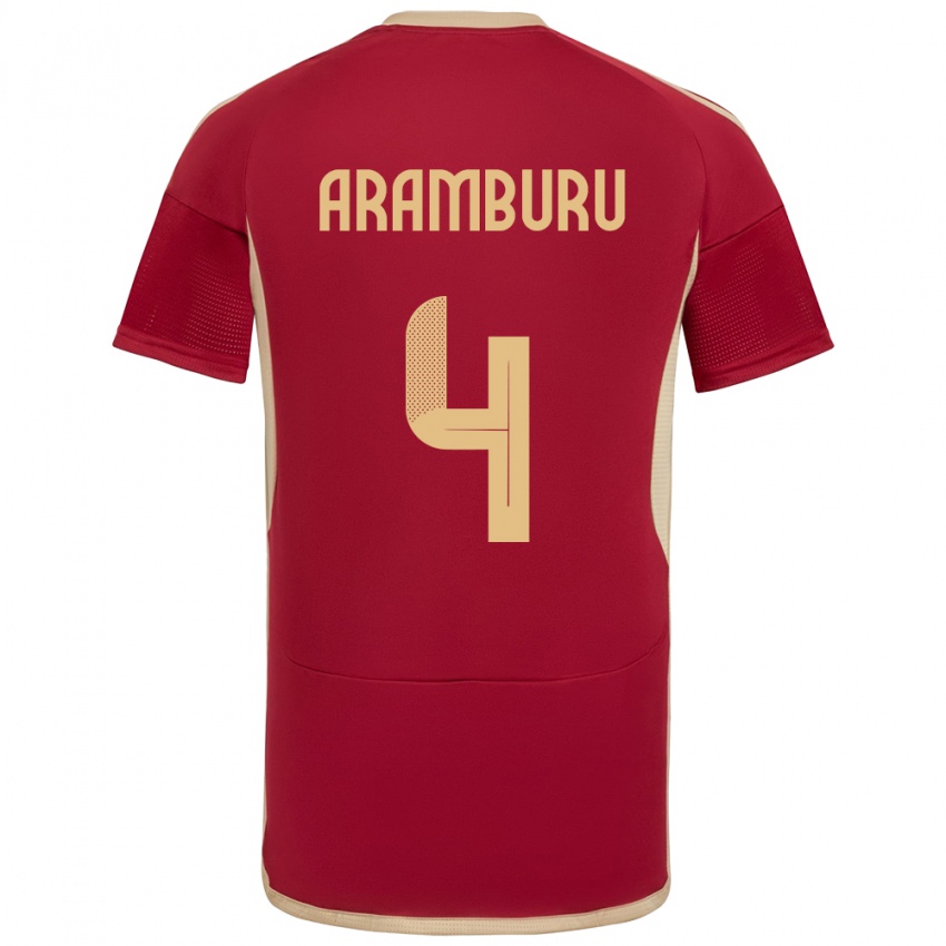 Dames Venezuela Jon Aramburu #4 Bourgondië Thuisshirt Thuistenue 24-26 T-Shirt België