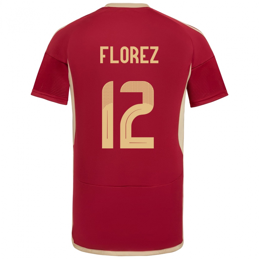 Dames Venezuela Génesis Flórez #12 Bourgondië Thuisshirt Thuistenue 24-26 T-Shirt België