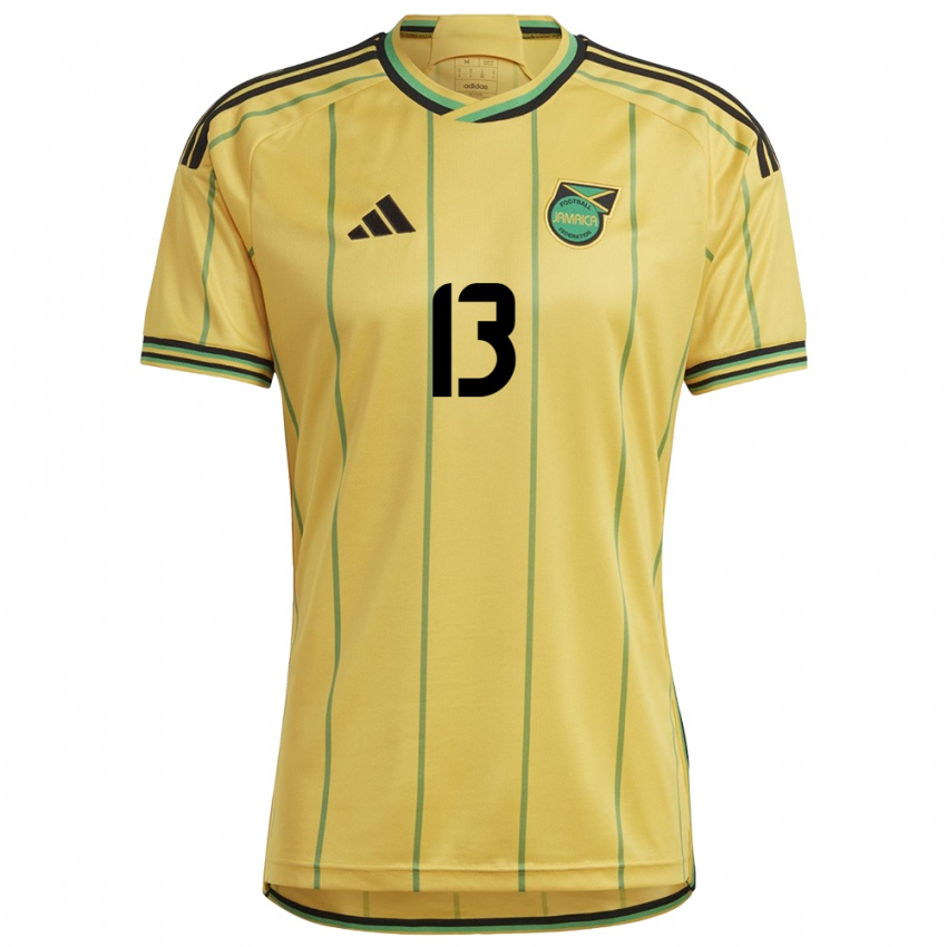 Dames Jamaica Chris-Ann Chambers #13 Geel Thuisshirt Thuistenue 24-26 T-Shirt België