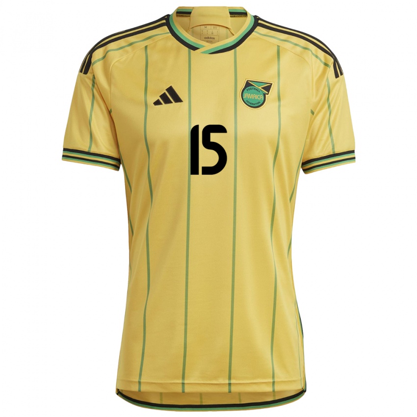 Dames Jamaica Mikayla Dayes #15 Geel Thuisshirt Thuistenue 24-26 T-Shirt België