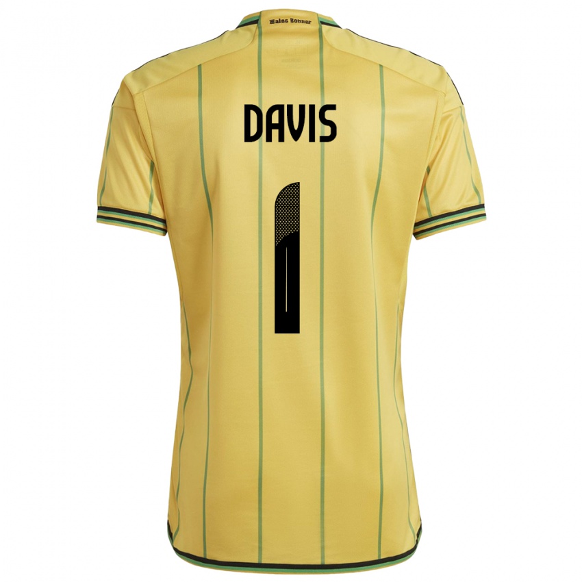 Dames Jamaica Shaquan Davis #1 Geel Thuisshirt Thuistenue 24-26 T-Shirt België