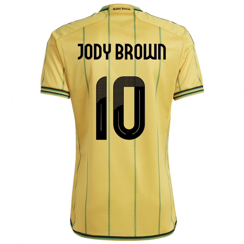 Dames Jamaica Jody Brown #10 Geel Thuisshirt Thuistenue 24-26 T-Shirt België