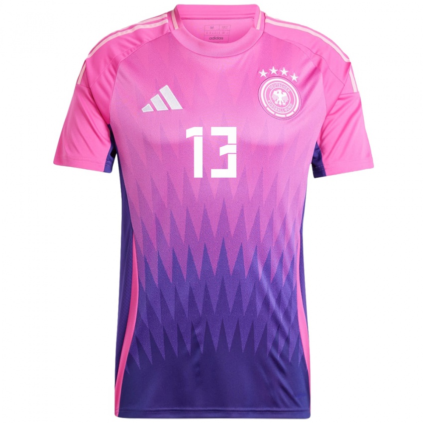 Damen Deutschland Yannik Keitel #13 Pink Lila Auswärtstrikot Trikot 24-26 T-Shirt Belgien