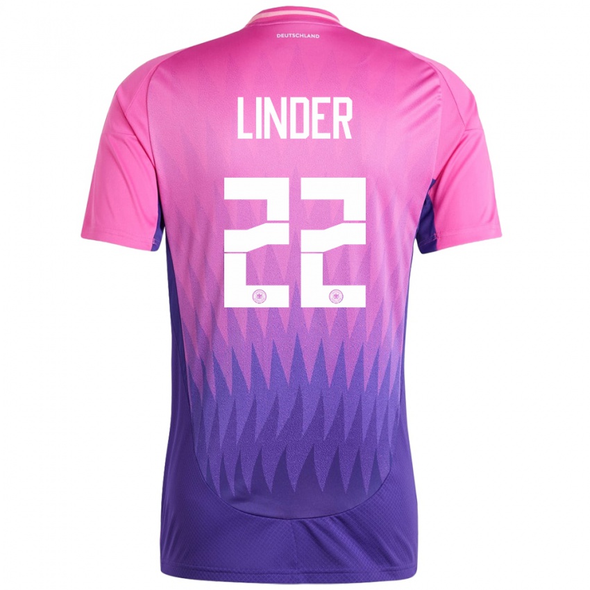 Femme Maillot Allemagne Sarai Linder #22 Rose-Mauve Tenues Extérieur 24-26 T-Shirt Belgique