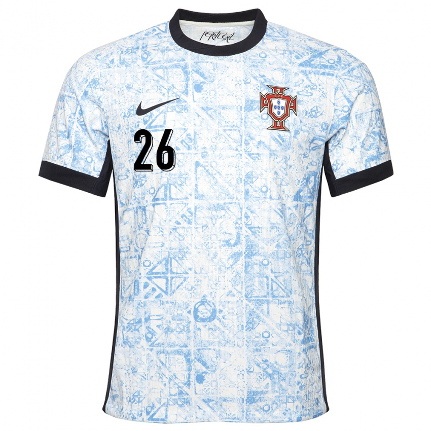 Damen Portugal Francisco Conceicao #26 Cremeblau Auswärtstrikot Trikot 24-26 T-Shirt Belgien