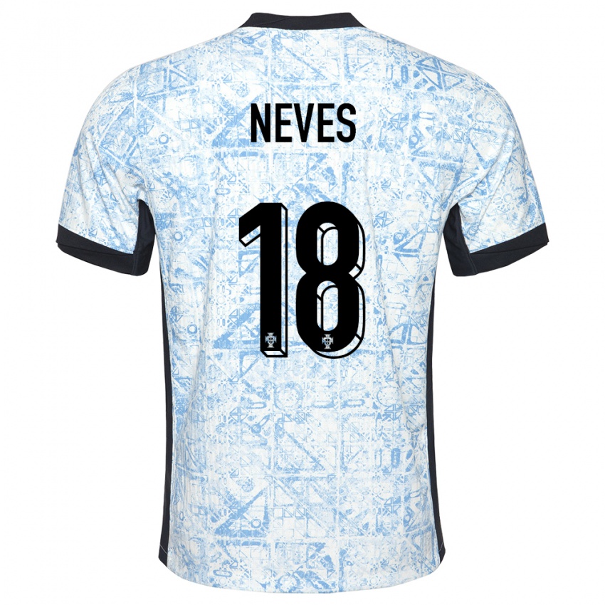 Femme Maillot Portugal Ruben Neves #18 Bleu Crème Tenues Extérieur 24-26 T-Shirt Belgique