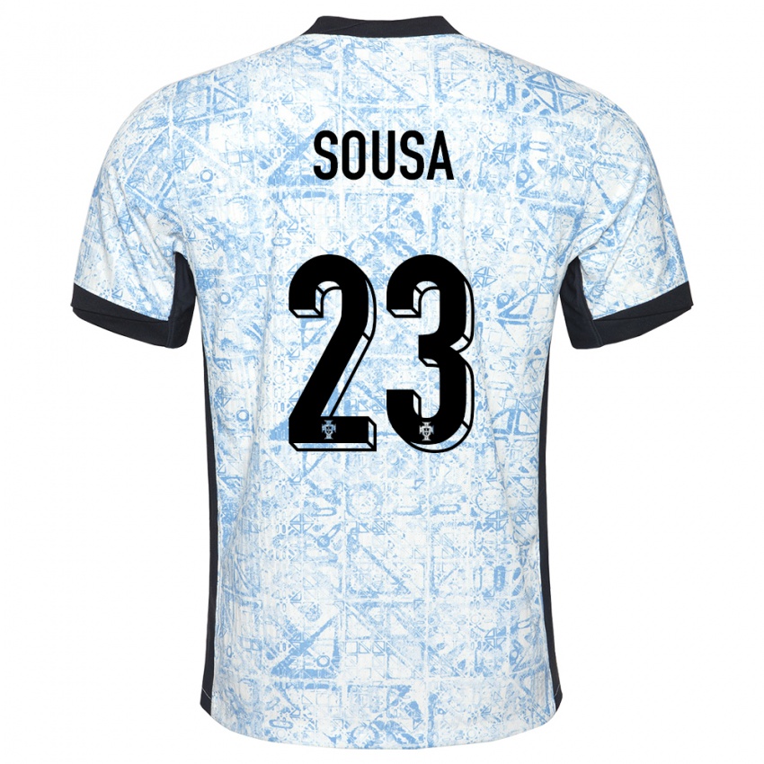 Femme Maillot Portugal Afonso Sousa #23 Bleu Crème Tenues Extérieur 24-26 T-Shirt Belgique