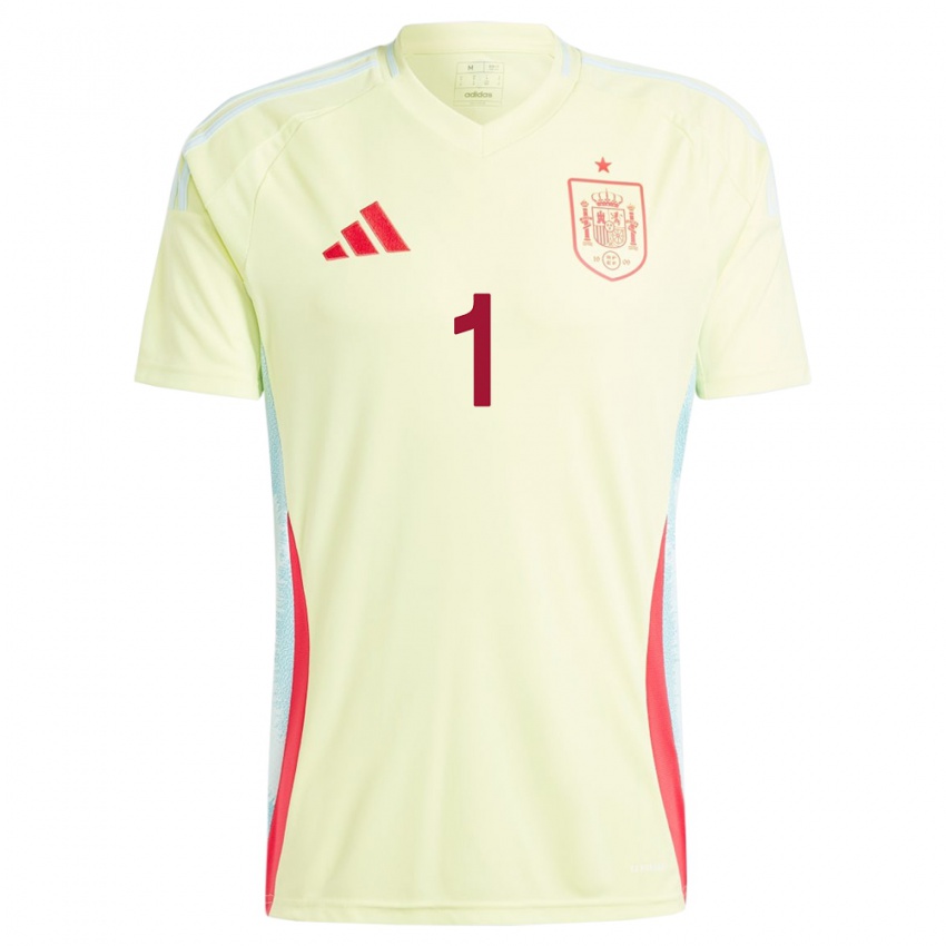 Damen Spanien Ferran Quetglas #1 Gelb Auswärtstrikot Trikot 24-26 T-Shirt Belgien