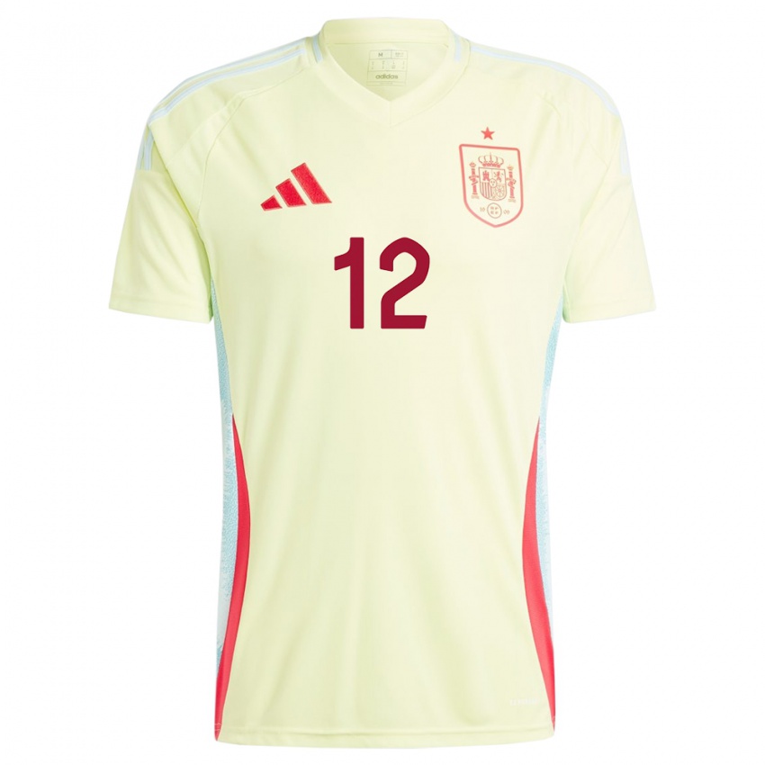 Damen Spanien Lucia Rodriguez #12 Gelb Auswärtstrikot Trikot 24-26 T-Shirt Belgien