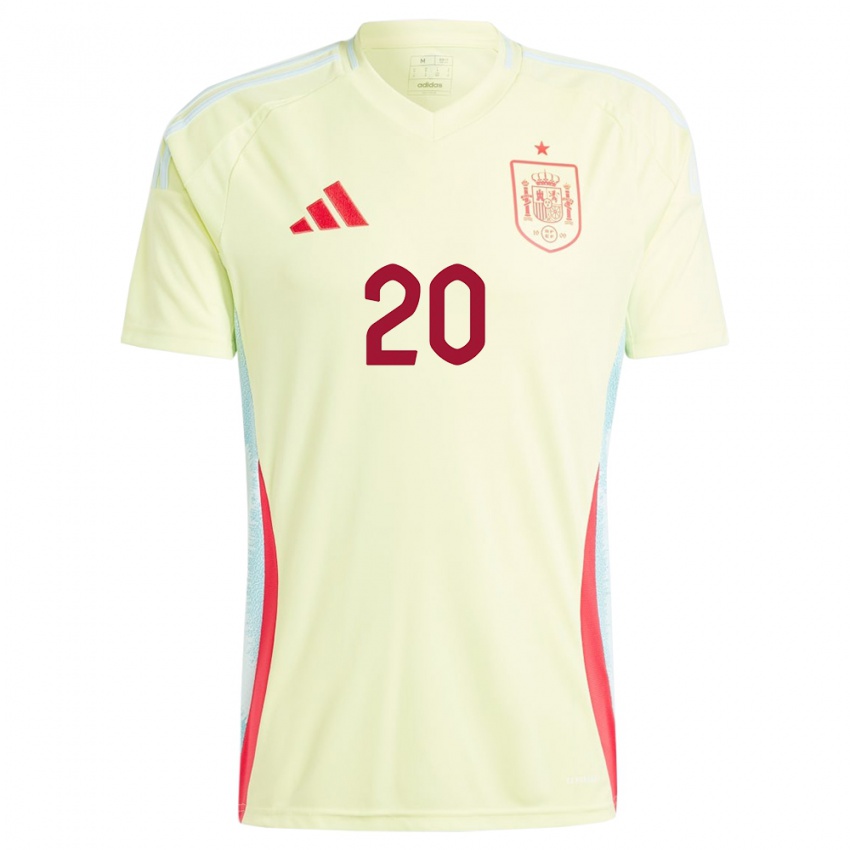 Damen Spanien Miguel Carvalho #20 Gelb Auswärtstrikot Trikot 24-26 T-Shirt Belgien