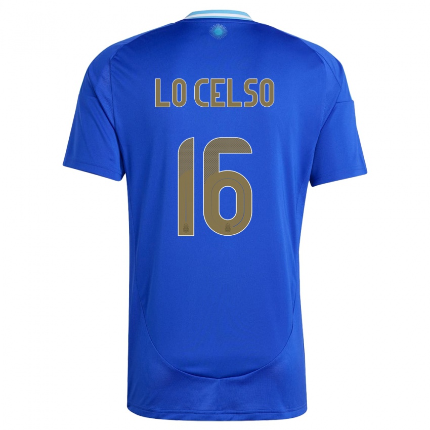 Dames Argentinië Giovani Lo Celso #16 Blauw Uitshirt Uittenue 24-26 T-Shirt België