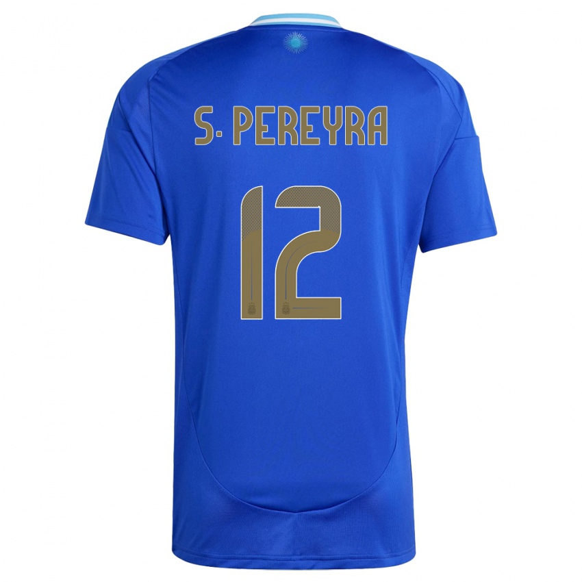 Dames Argentinië Solana Pereyra #12 Blauw Uitshirt Uittenue 24-26 T-Shirt België