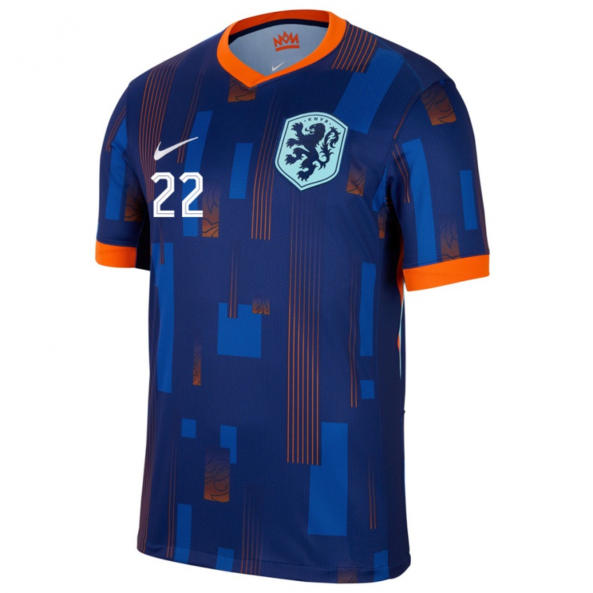 Damen Niederlande Esmee Brugts #22 Blau Auswärtstrikot Trikot 24-26 T-Shirt Belgien