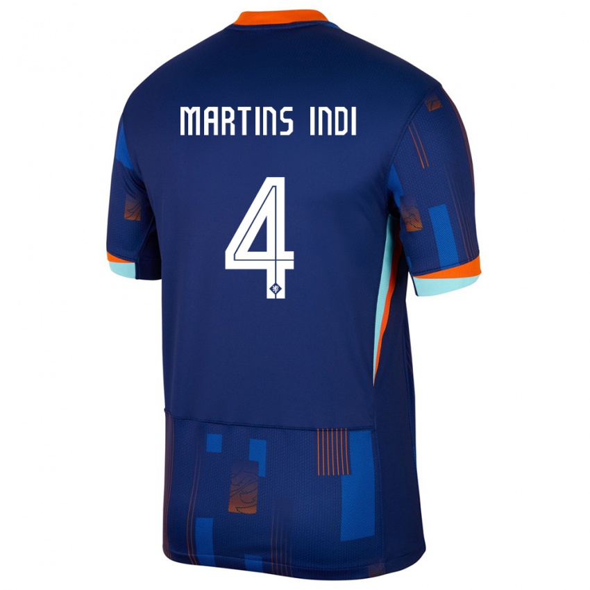 Femme Maillot Pays-Bas Bruno Martins Indi #4 Bleu Tenues Extérieur 24-26 T-Shirt Belgique