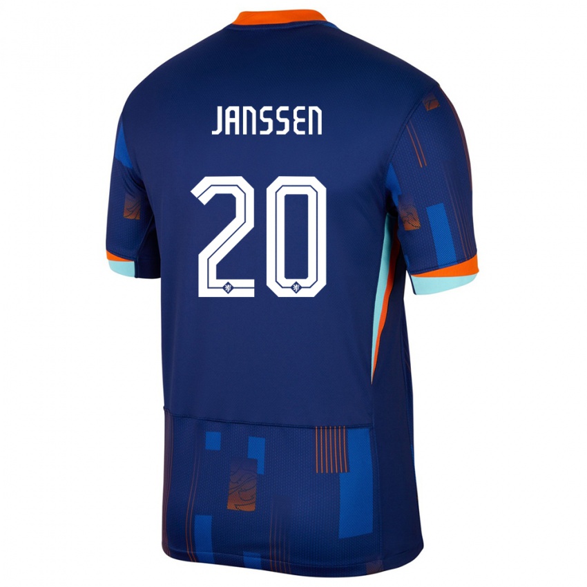 Femme Maillot Pays-Bas Dominique Janssen #20 Bleu Tenues Extérieur 24-26 T-Shirt Belgique