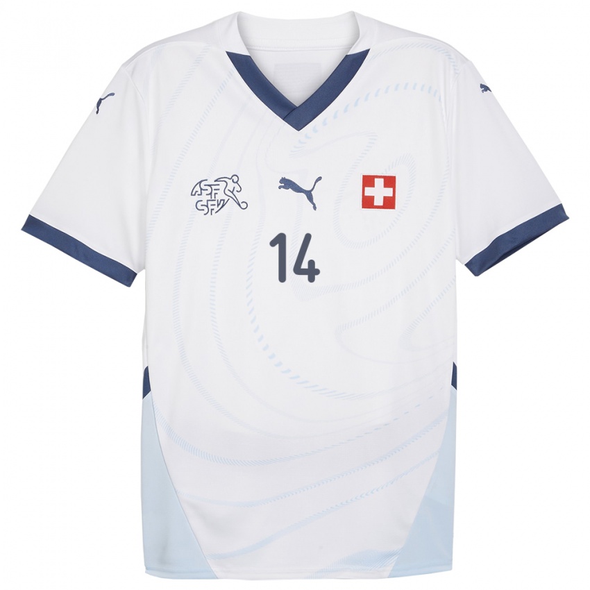 Femme Maillot Suisse Severin Ottiger #14 Blanc Tenues Extérieur 24-26 T-Shirt Belgique
